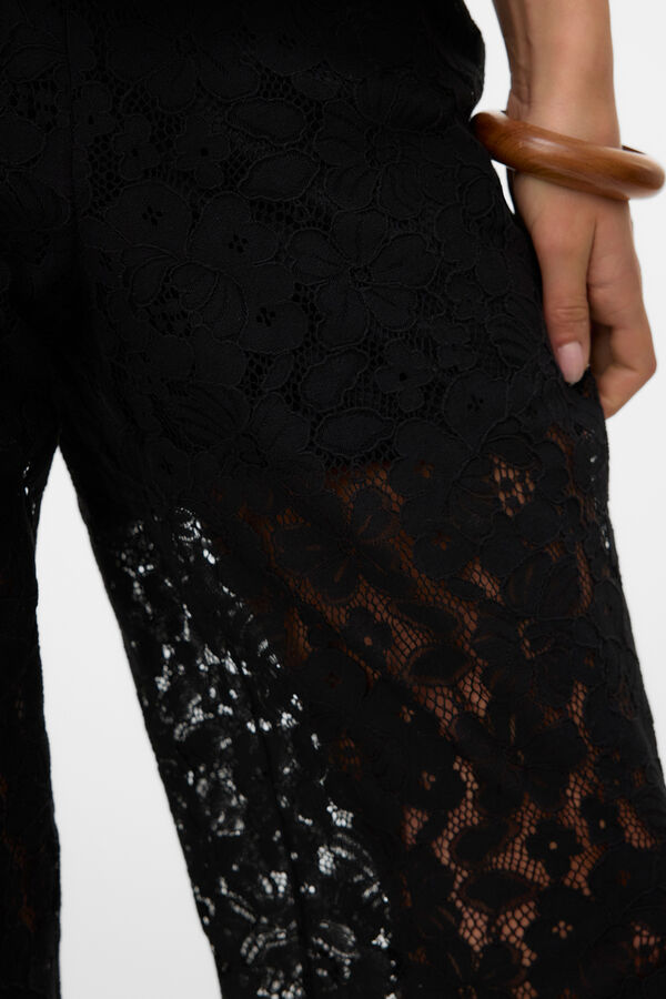 Vero Moda Cal&ccedil;a comprida de renda Preto