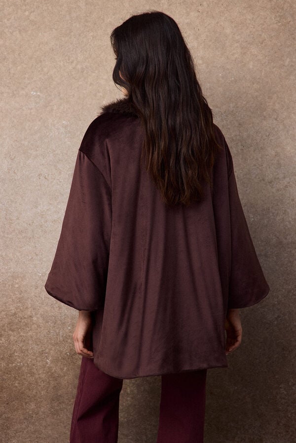 Slowlove Velvet faux fur coat Nude