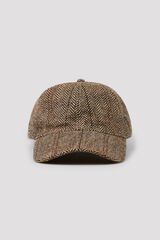 Cortefiel Checked herringbone cap Printed brown
