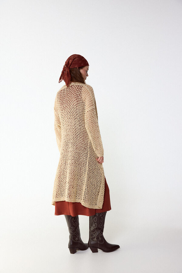 Slowlove Casaco de malha com fita Ecru