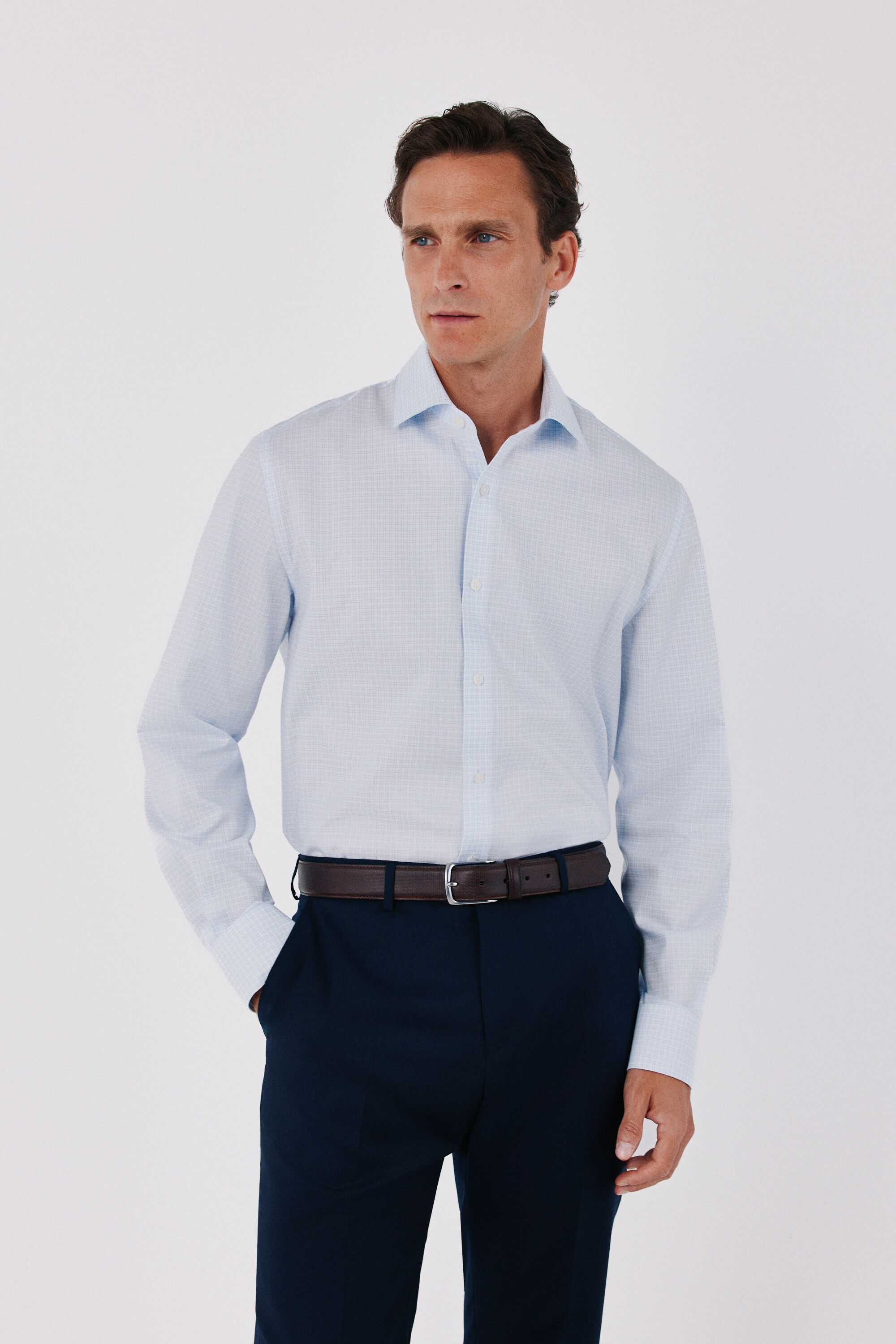 Cortefiel Easy-iron micro-check dress shirt