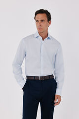 Cortefiel Easy-iron micro-check dress shirt Blue