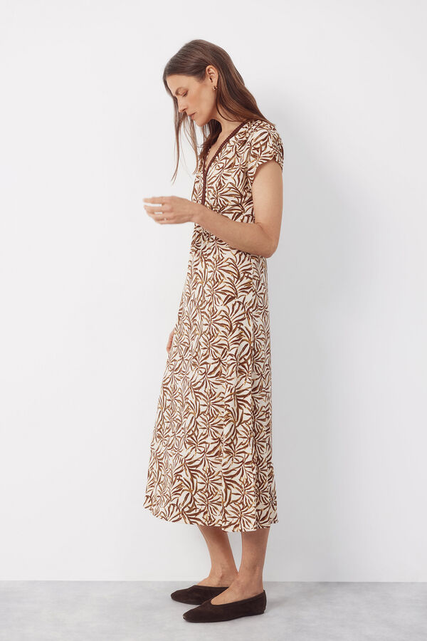 Cortefiel Braided print dress Printed white