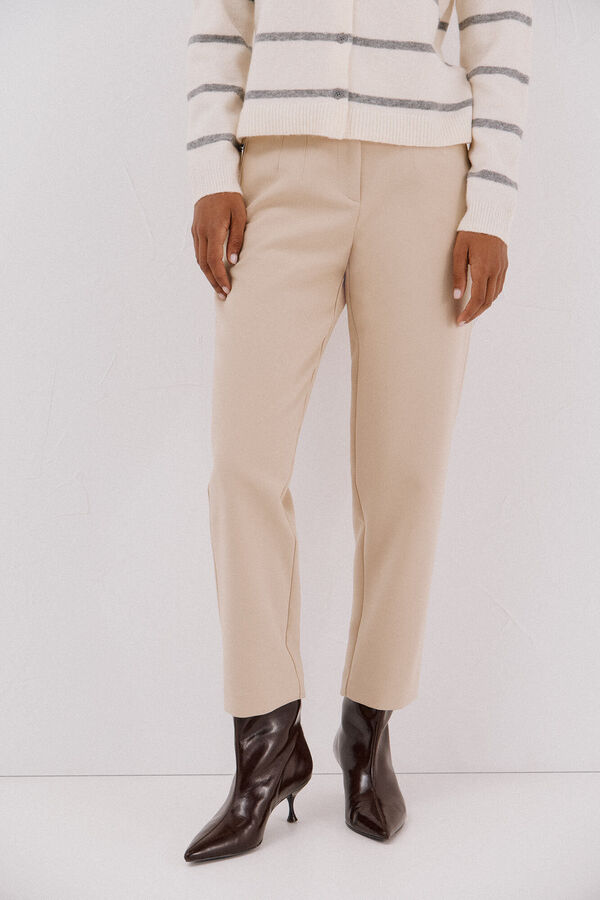 Cortefiel Zippered pants Beige
