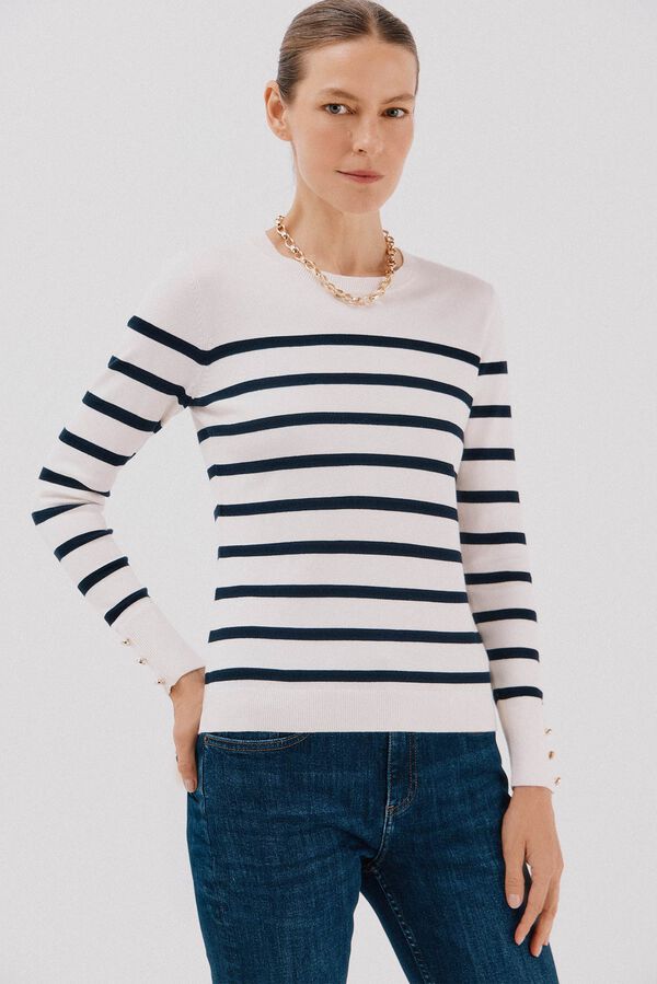 Cortefiel Short-sleeved jumper Ivory