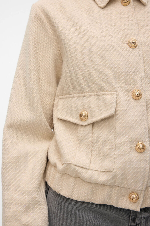 Cortefiel Bomber jacket with gold buttons  Grey