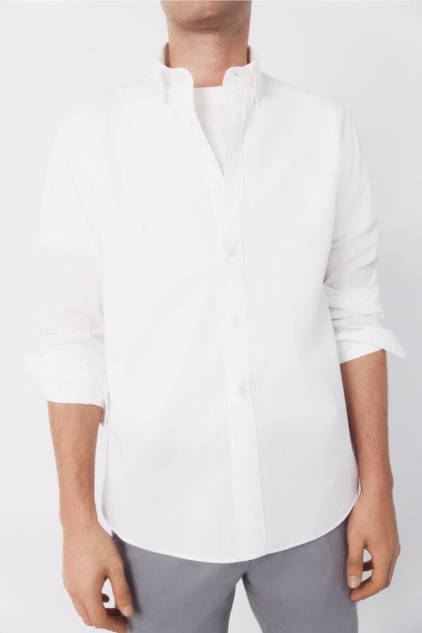 Cortefiel Poplin plain shirt White