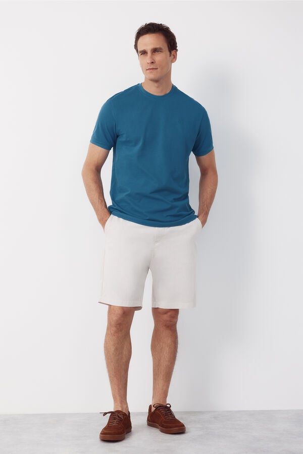 Cortefiel Piqu&eacute; basic T-shirt Blue