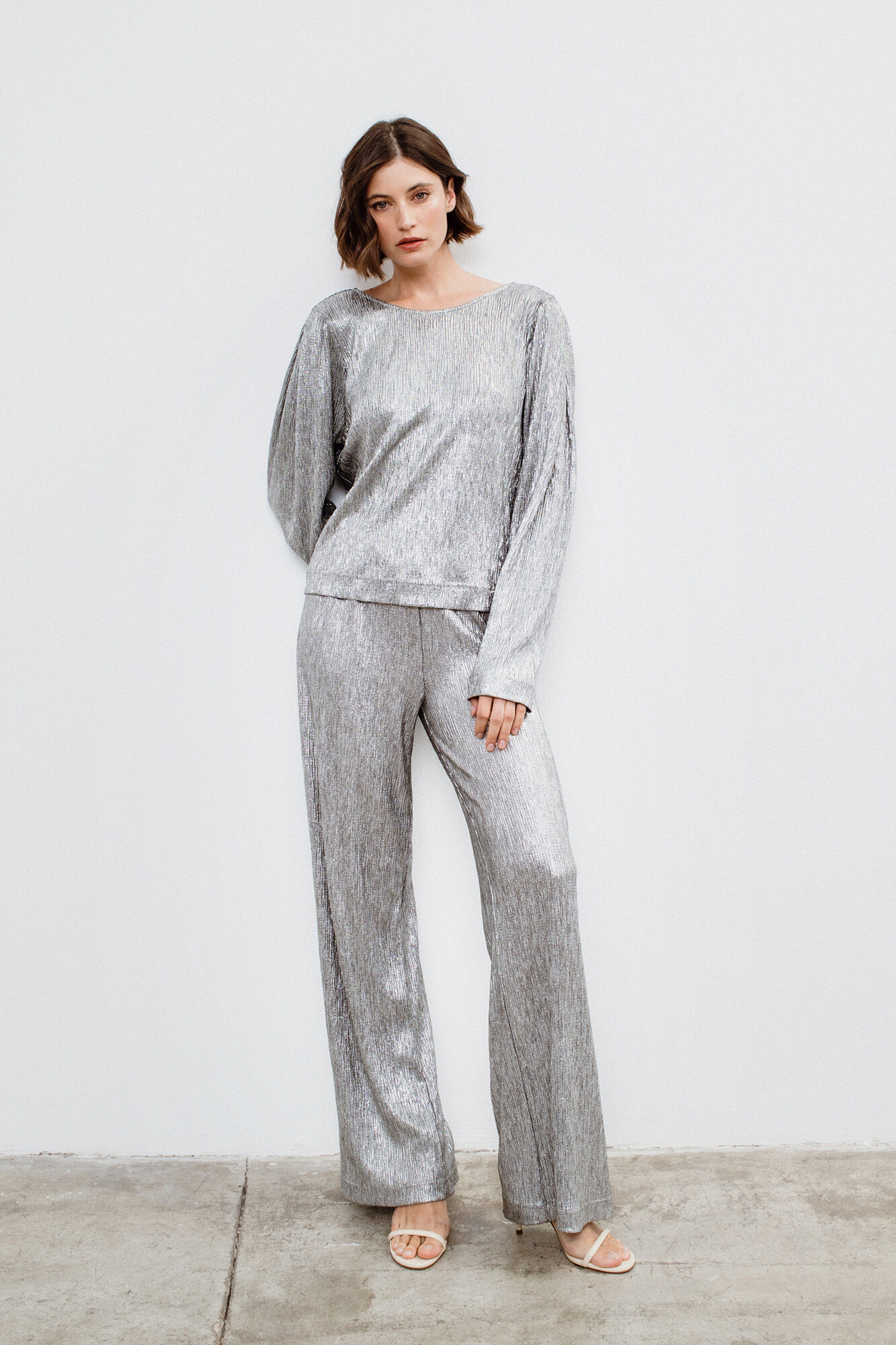 Metallic stretch pants hot sale