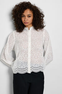 Cortefiel Camisa de manga larga con bordado confeccionada 100% con algodón orgánico Blanco