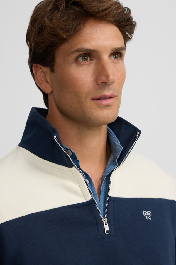 Silbon Sweatshirt fecho-éclair largo com meia zíper Azul