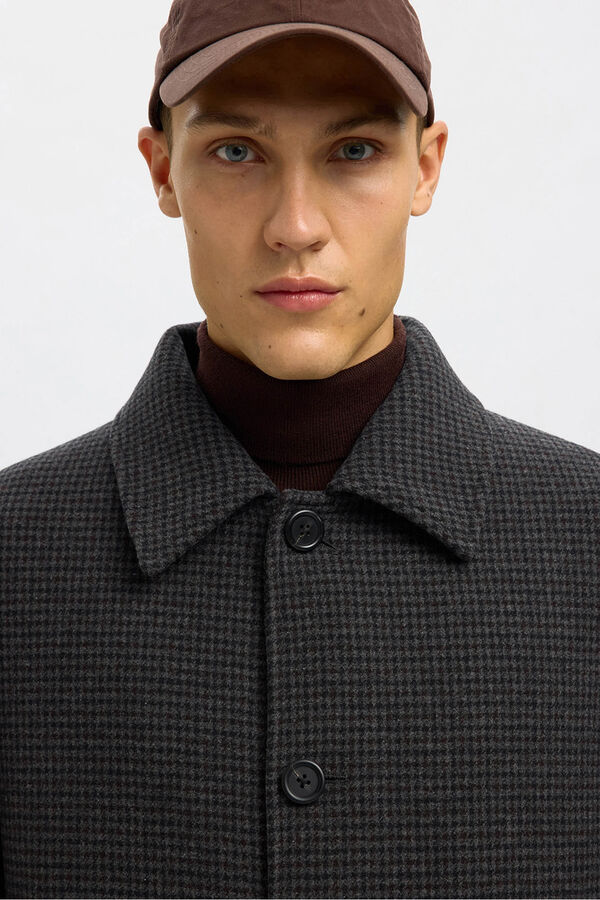 Selected Sobretudo longo de lã Cinzento