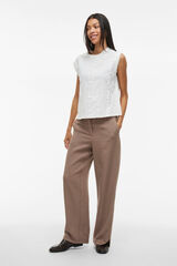 Vila Top sem mangas com bordados em algod&atilde;o Branco