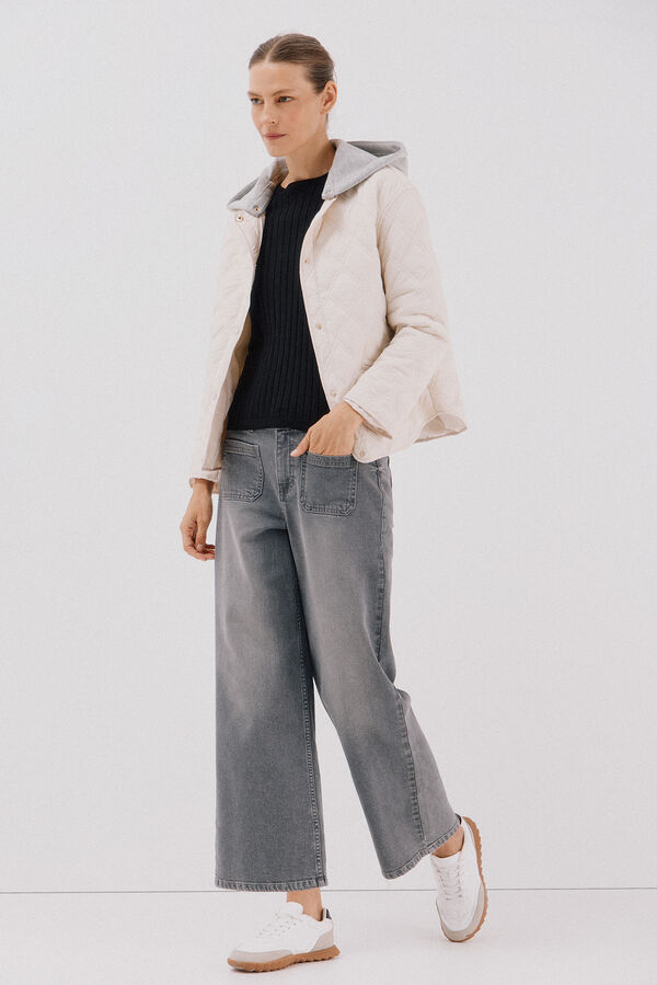 Cortefiel Ribbed jumper with buttons Black