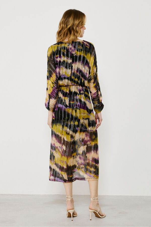 Vila Vestido midi estampado con lúrex Morado