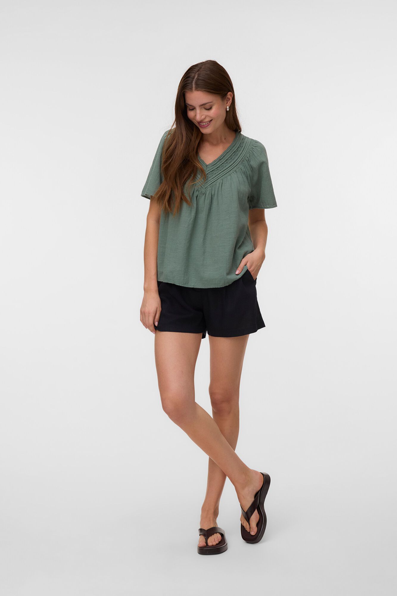 Vero Moda Blusa de algod&atilde;o com recortes
