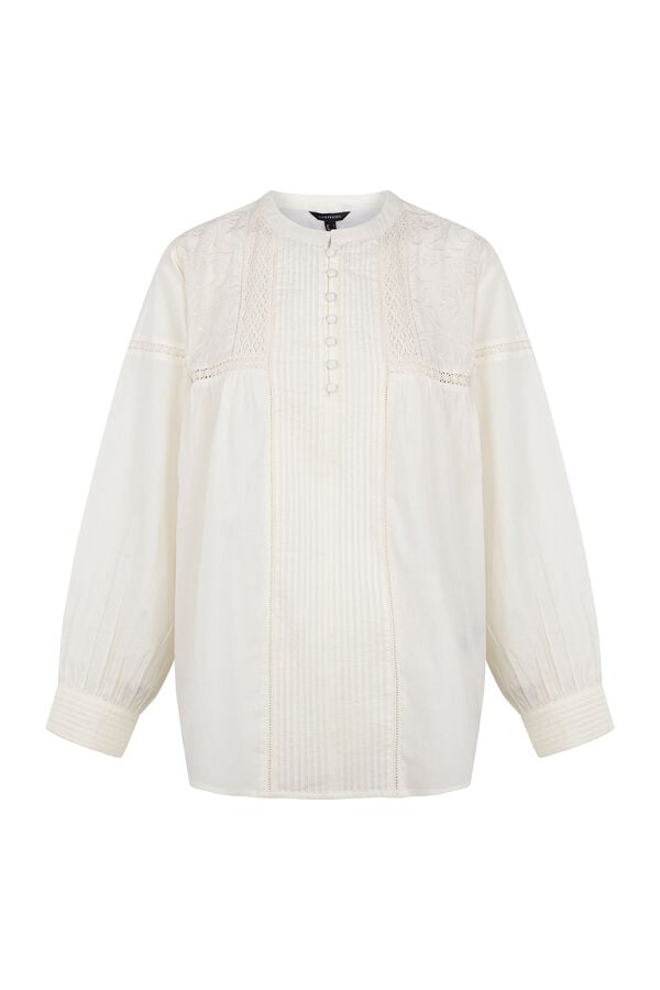 Cortefiel Embroidered blouse Ivory