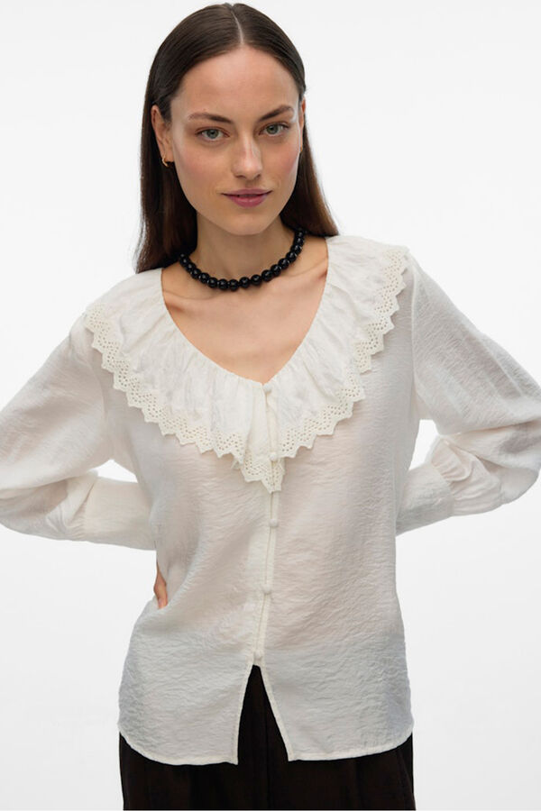 Vero Moda Camisa com gola folho  Branco