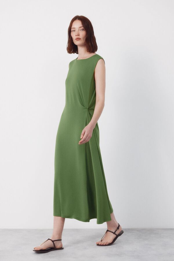 Cortefiel Side knot dress Green