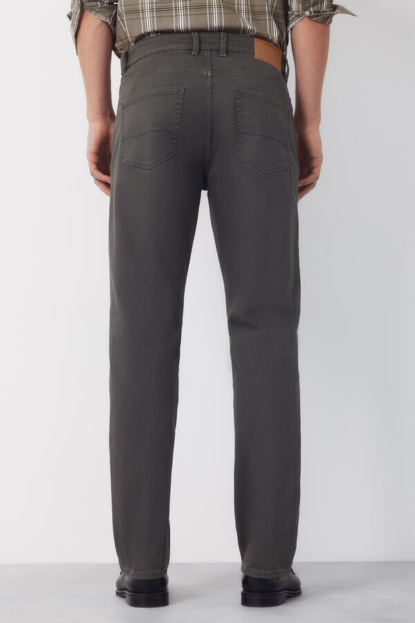 Cortefiel 5-pocket regular fit coloured trousers Kaki