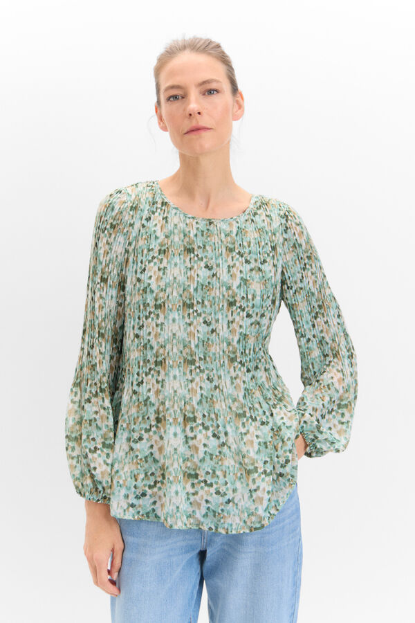 Cortefiel Combined pleated blouse Printed green