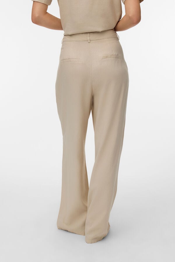 Vero Moda Cal&ccedil;a de vestir em linho Tostado