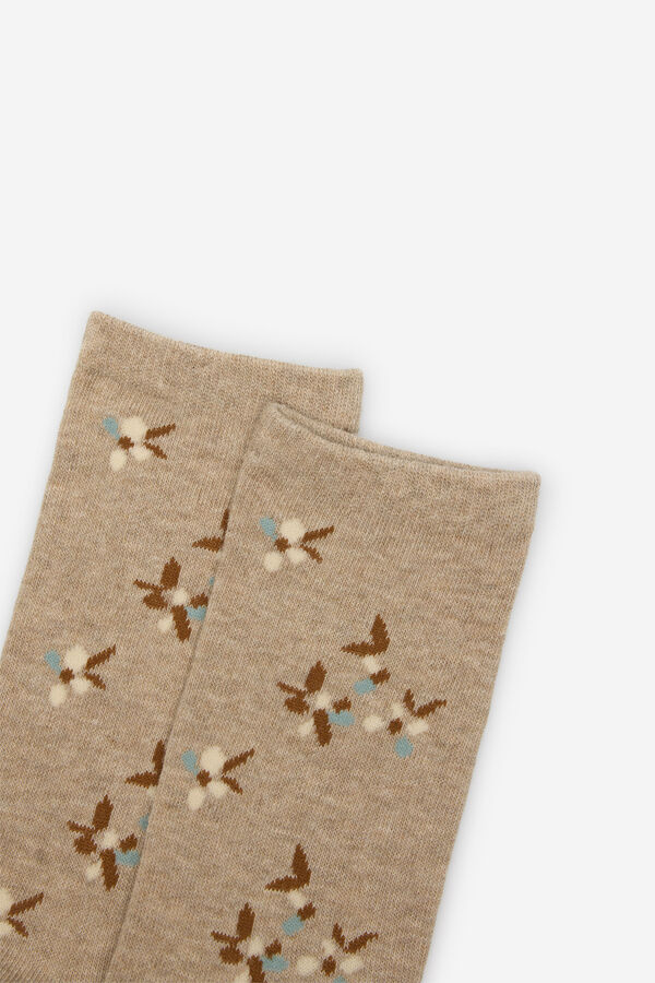 Cortefiel Long sock twigs Beige