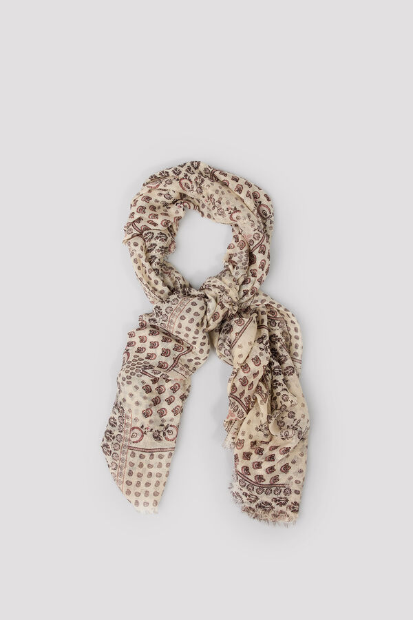 Cortefiel Fular patchwork Estampado beige