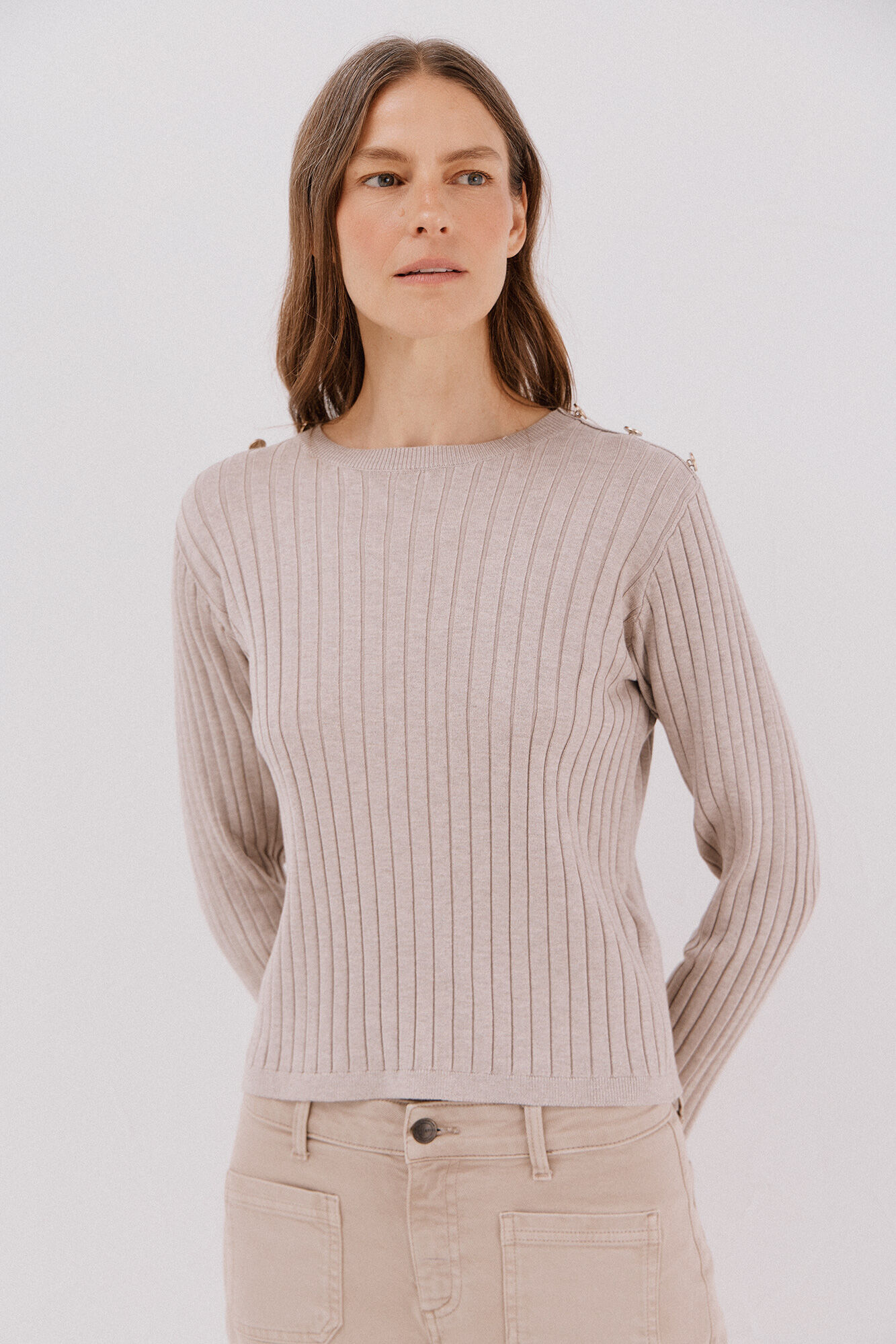 Cortefiel Ribbed jumper with buttons