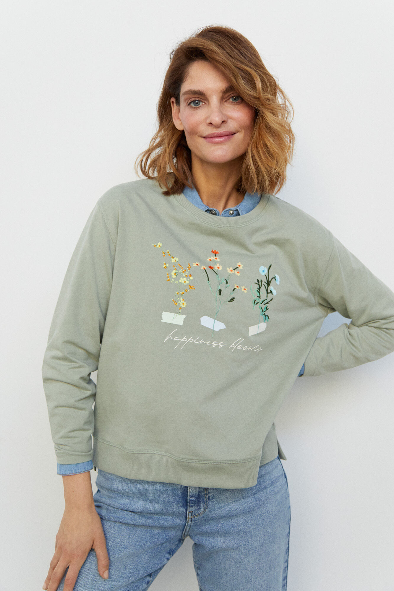 Floral print sweatshirt womens top
