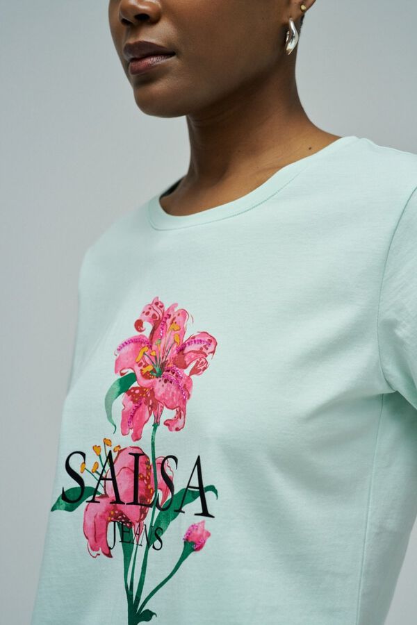 Salsa Jeans T-shirt estampada com logo Verde