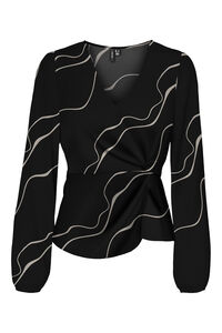 Cortefiel Women's long-sleeved blouse with side knot Black