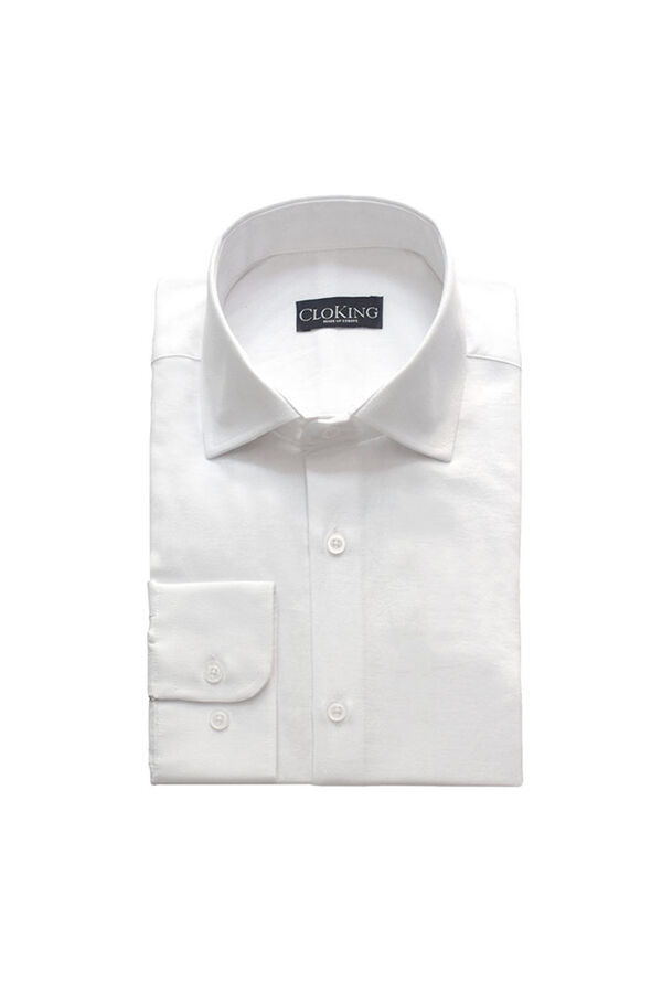 Cortefiel Plain double-cuff spread collar shirt White