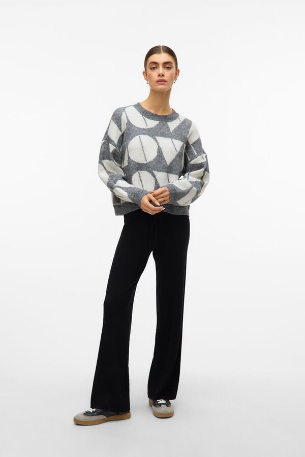 Vero Moda Camisola de malha com gola redonda  Cinzento
