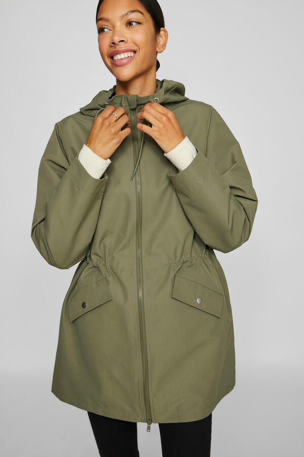 Cortefiel Parka 3/4 com capuz Verde