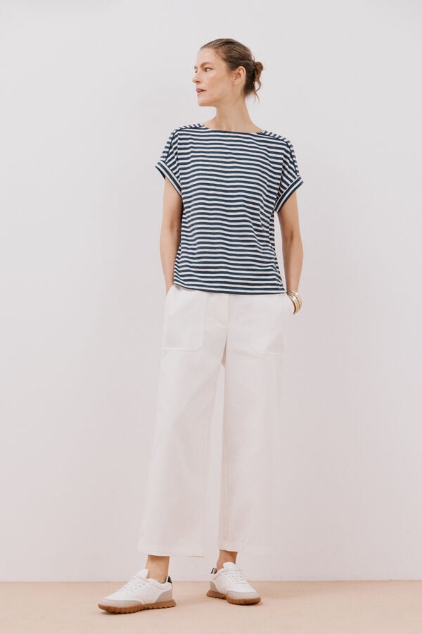 Cortefiel Striped t-shirt Printed blue