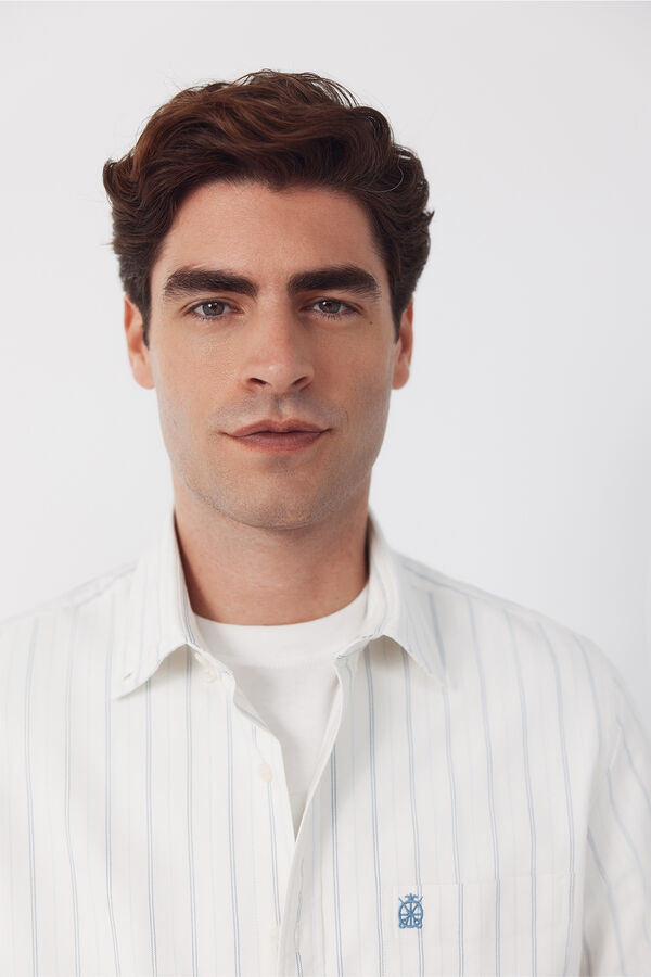 Cortefiel Striped Oxford shirt Ivory