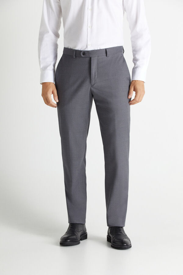 Cortefiel Striped slim fit stain resistant trousers Grey