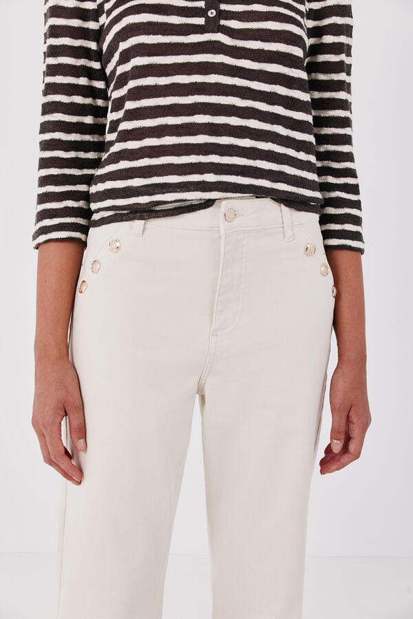 Cortefiel Palazzo jeans with buttons Ivory