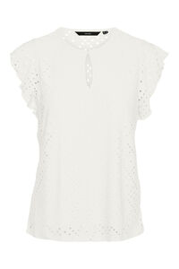 Cortefiel Short-sleeved top with ruffle White