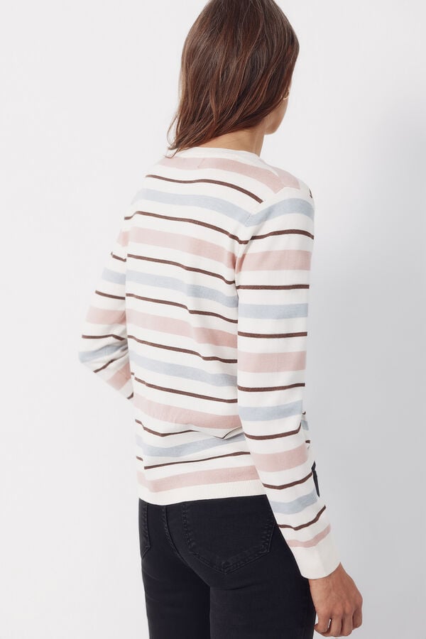Cortefiel Striped jersey-knit jumper Pink