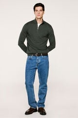 Selected Malha 100% camisola com meia fecho-éclair . Verde