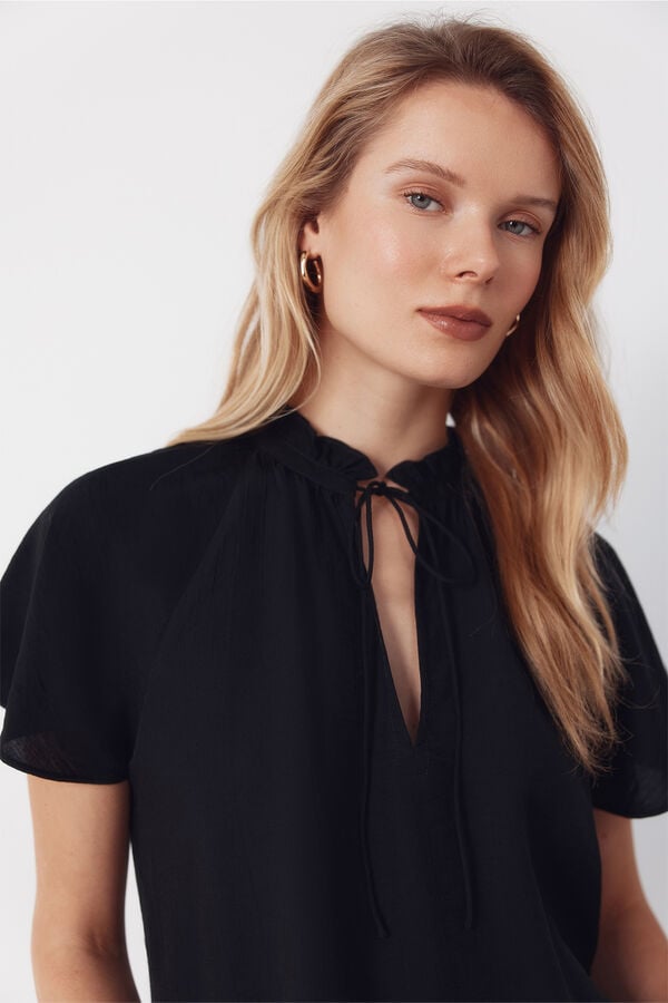 Cortefiel Raglan sleeve blouse Black