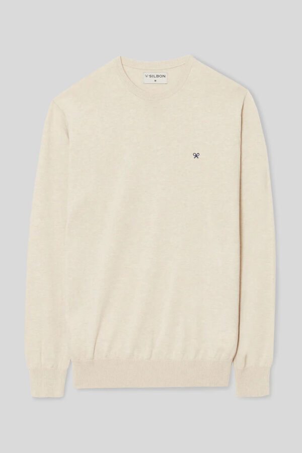 Silbon Plain light beige crew neck jumper Beige