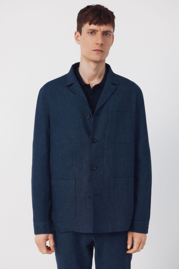 Cortefiel Americana mistura linho coordenada Azul