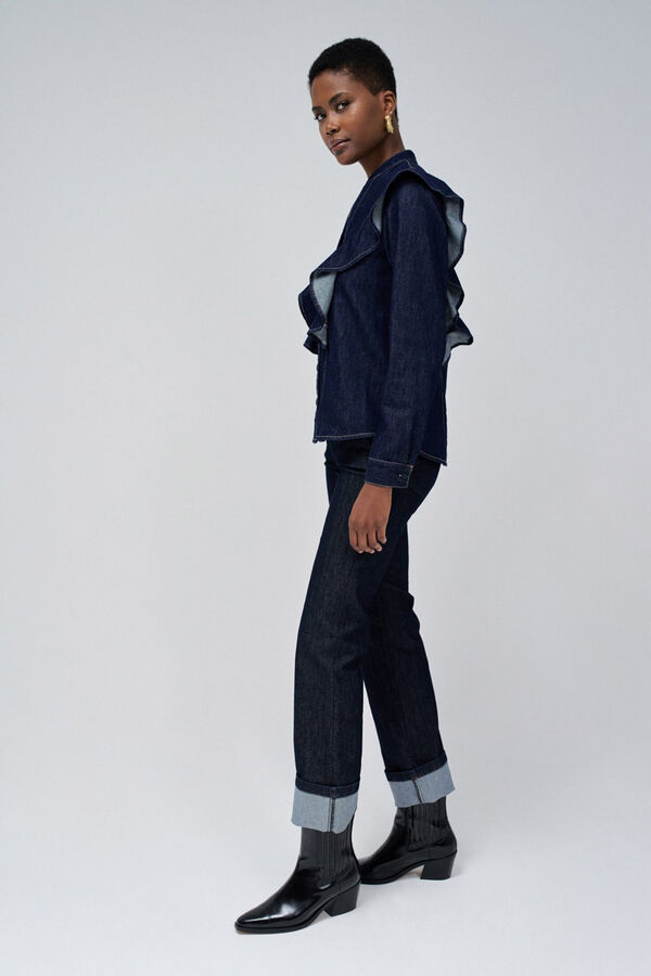 Salsa Jeans Camisa lightdenim com babados Azul