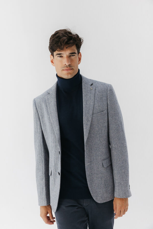 elPulpo Espiga espinha de peixe com lã Azul