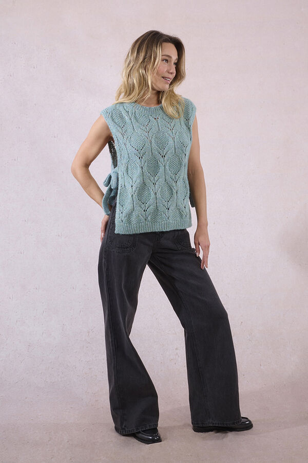 Molly Bracken Camisola manga com detalhe de laço Azul