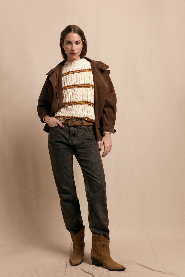 Slowlove Suéter malha de malha perolada Ecru