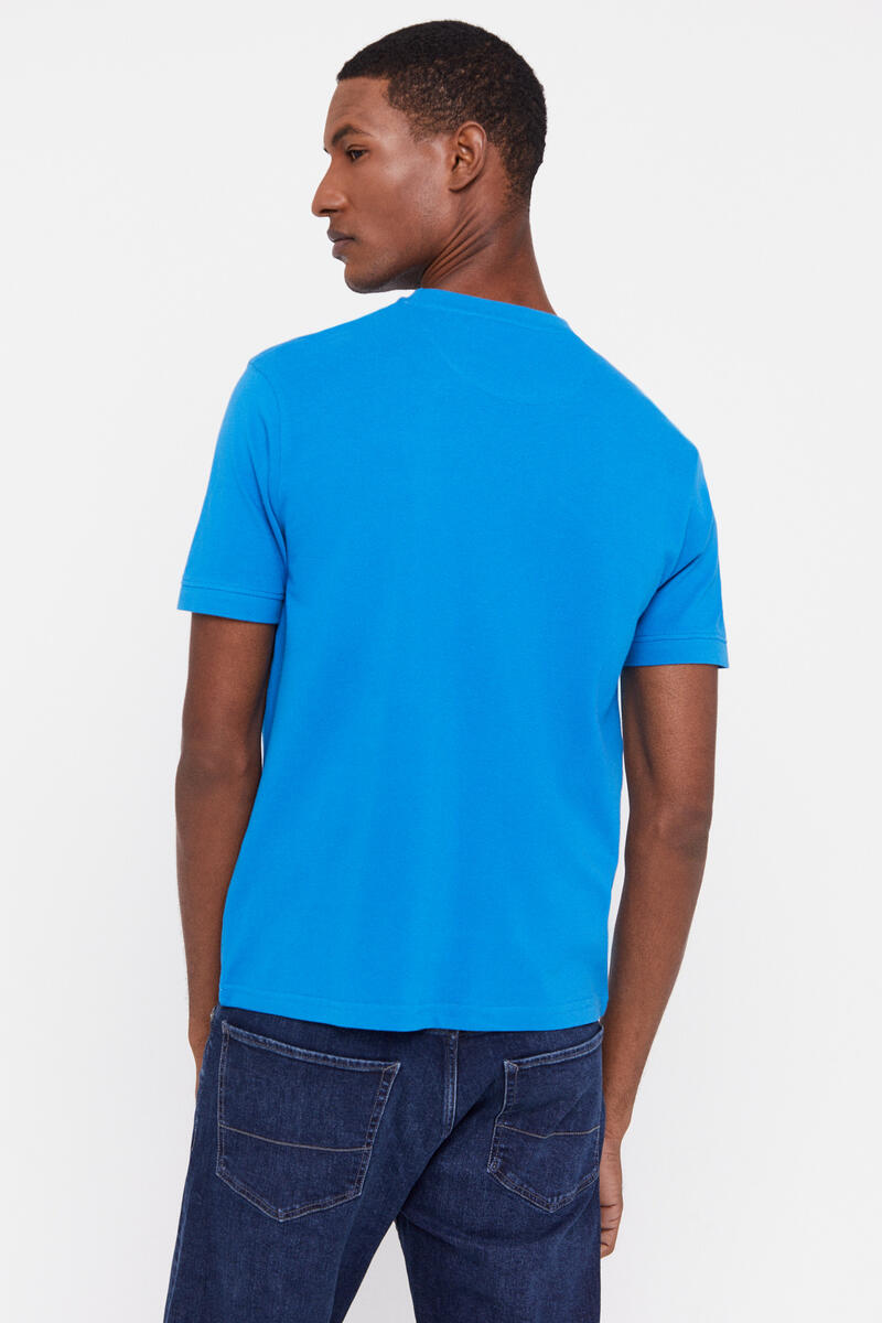 Cortefiel Basic piqué T-shirt Turquoise